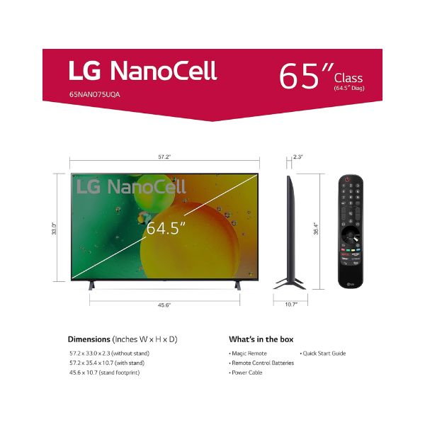LG 65-Inch 4K Smart TV NANO77 Series