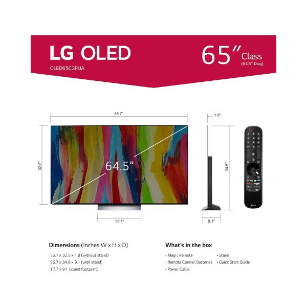 LG 65-Inch OLED evo 4K Smart C2 Series