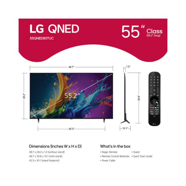 LG 55-Inch 4K Smart TV QNED80 Series