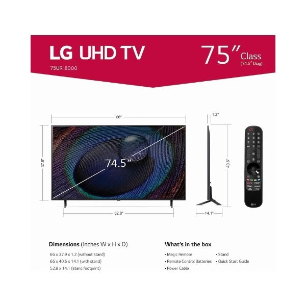 LG 75-Inch 4K TV UR80006 Series